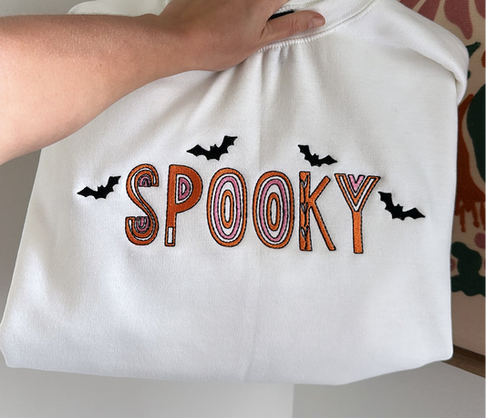 Spooky Bats Embroidered Sweatshirt