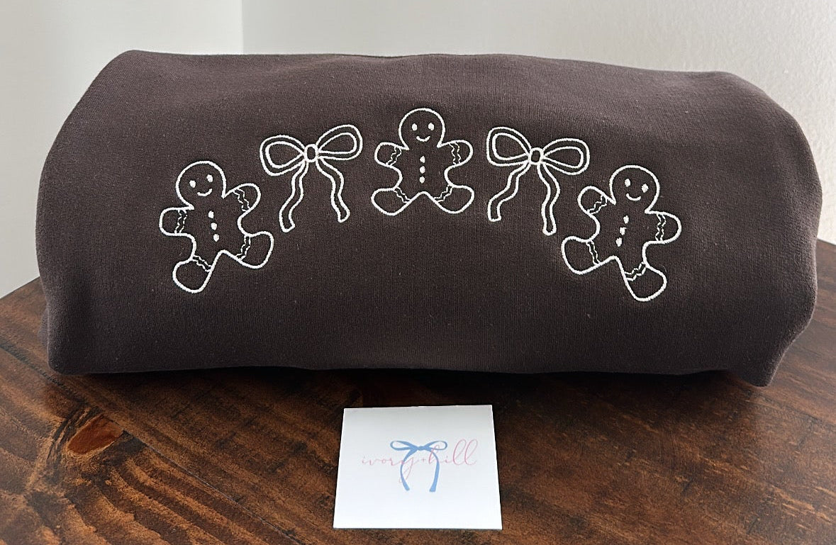 Gingerbread & Bows Embroidered Sweatshirt