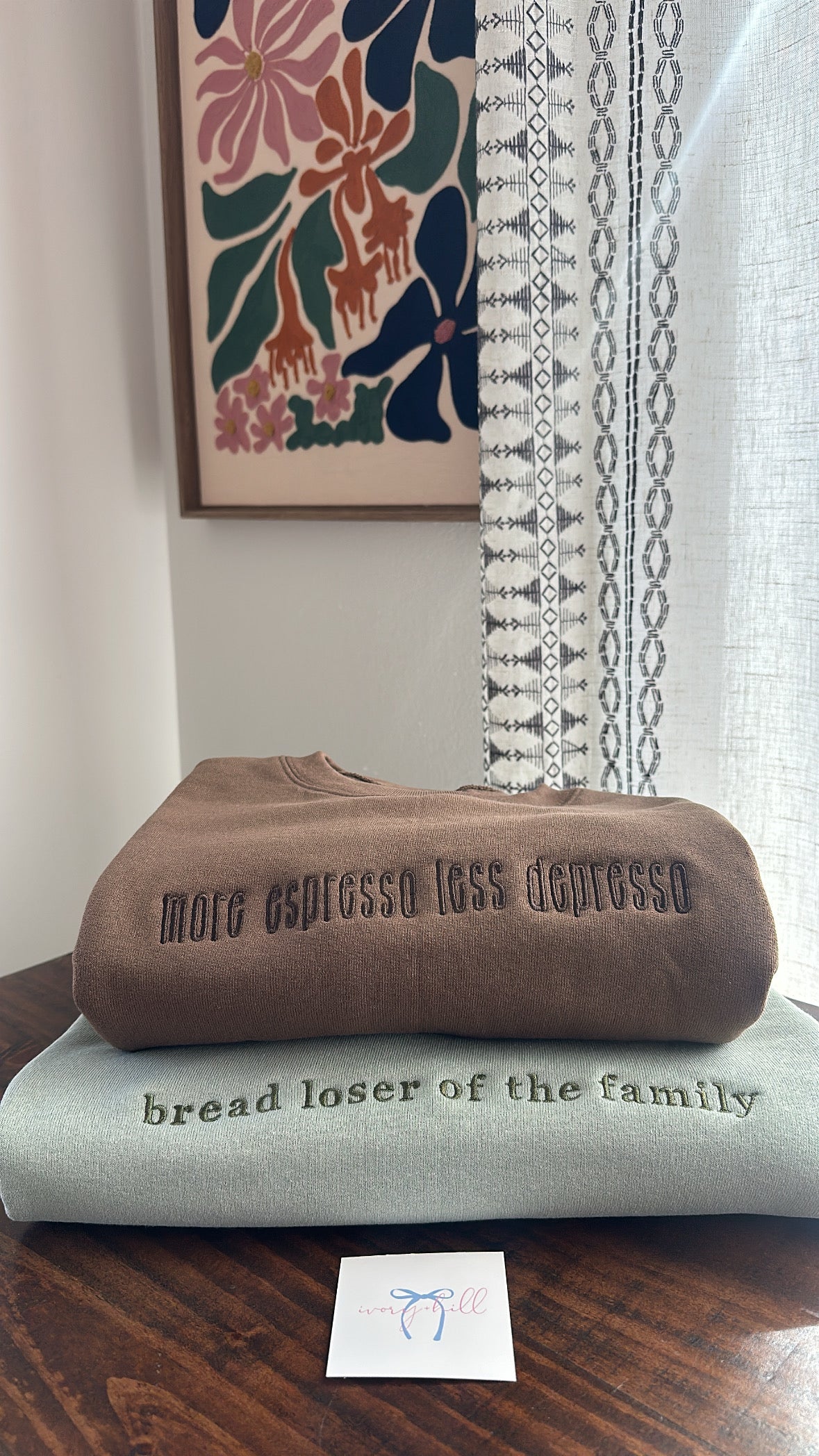 “more espresso less depresso” funny slogan sweatshirt