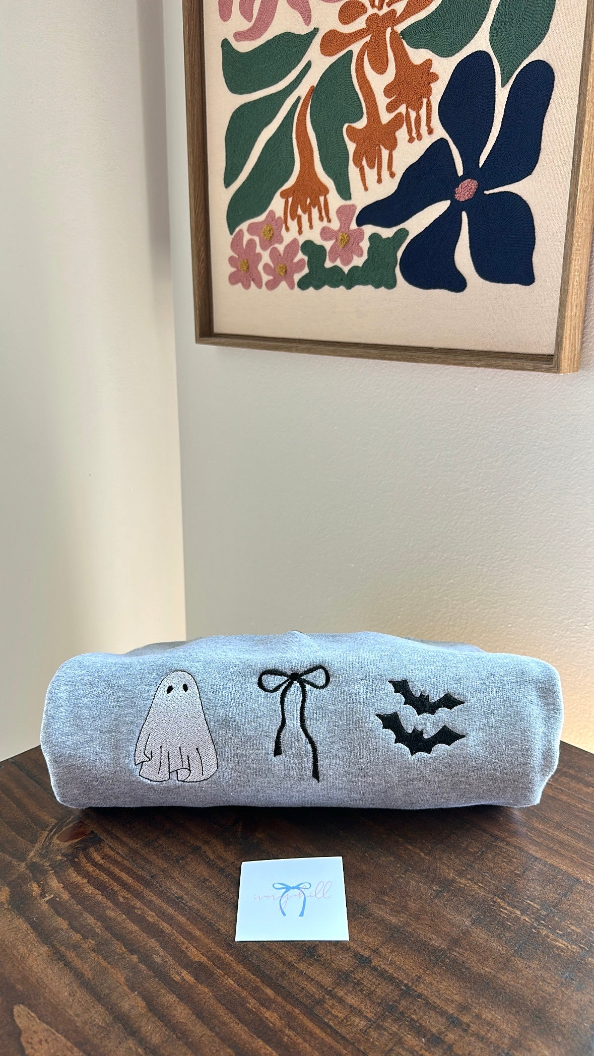 Ghost, Bows & Bats Halloween Embroidered Sweatshirt