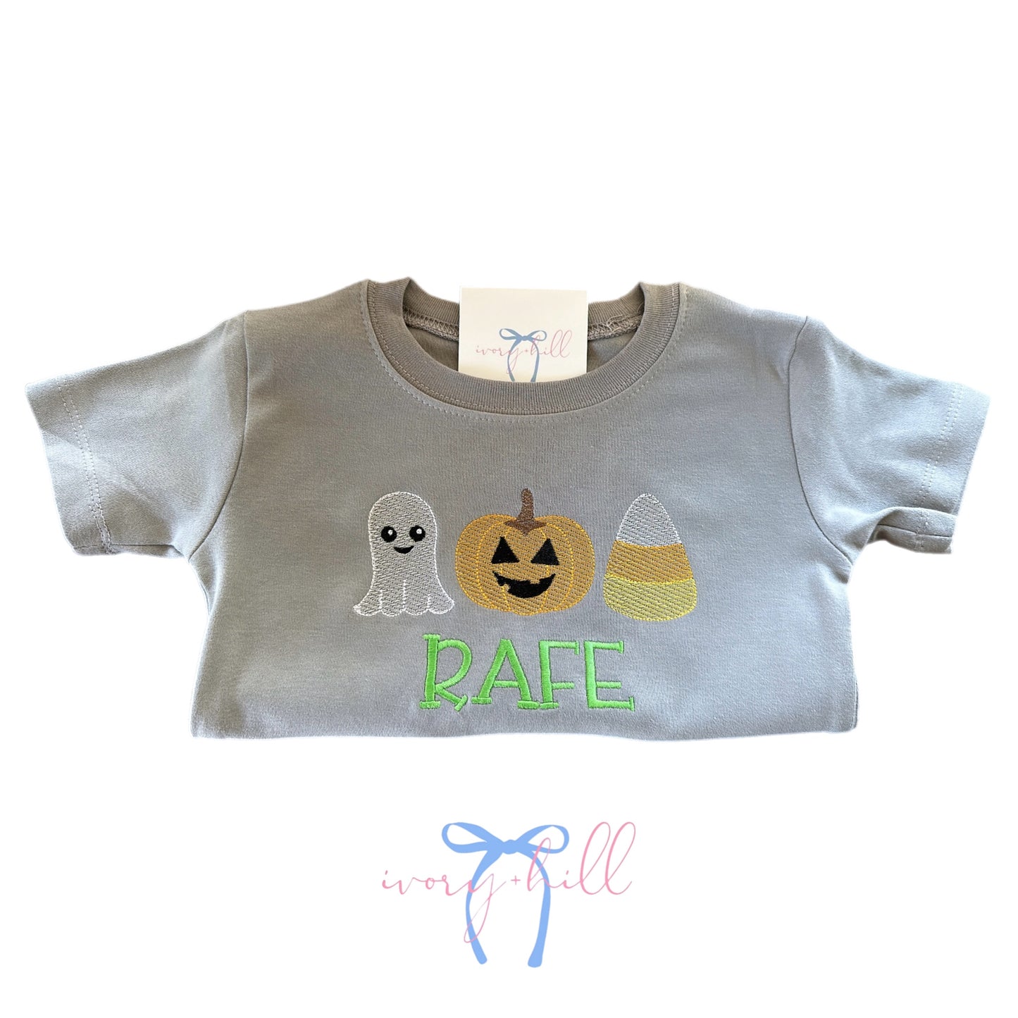 Boys Ghost, Pumpkin & Candy Cane Personalized Shirt