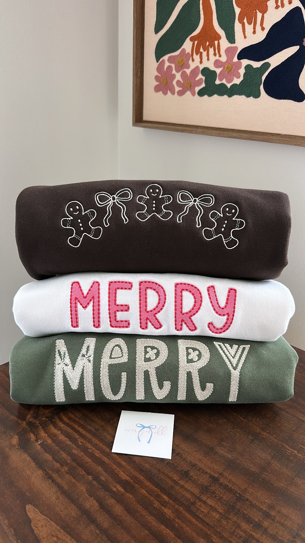 Gingerbread & Bows Embroidered Sweatshirt