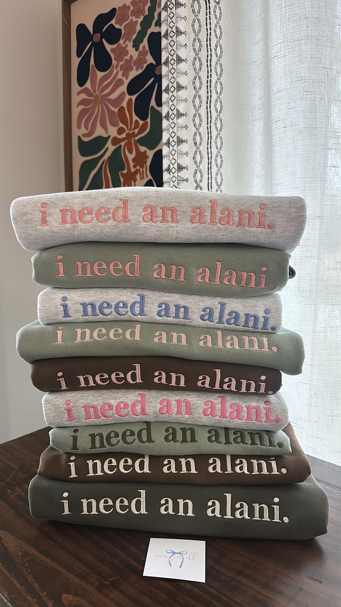 “I need an Alani.” - hot pink writing