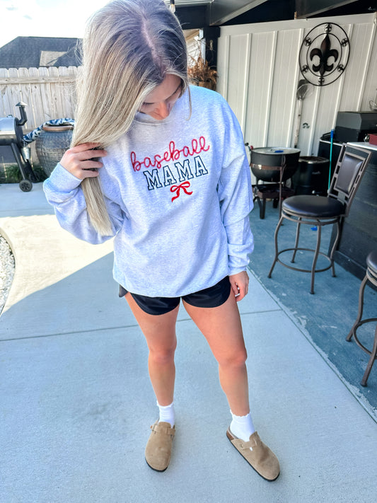 Baseball Mama Bow Sweatshirt