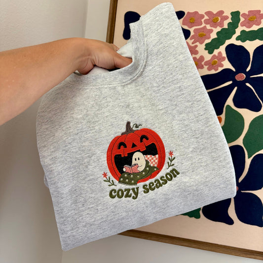 Cozy Season Fall Embroidered Sweatshirt