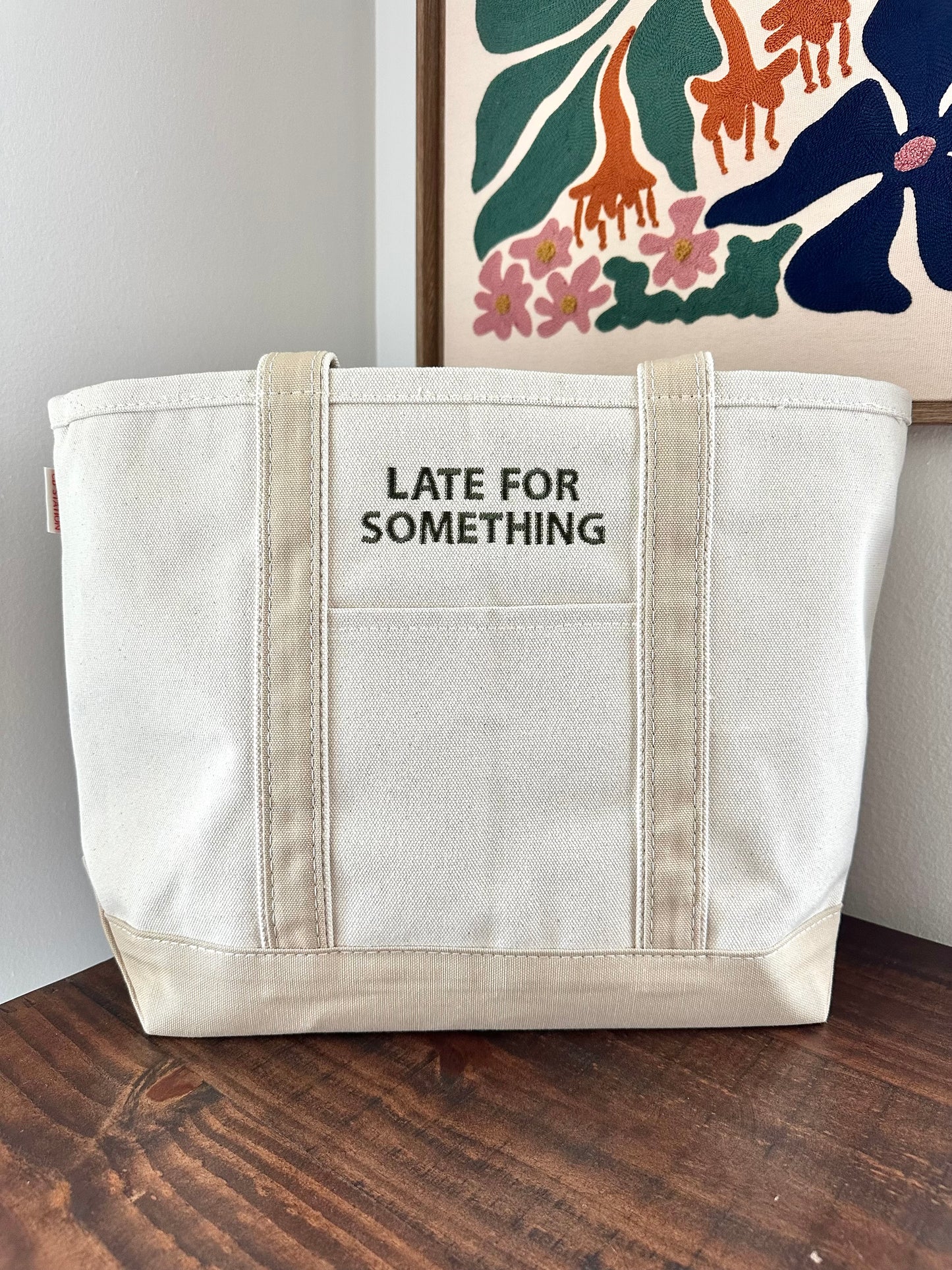 “Late for something” Tote Bag