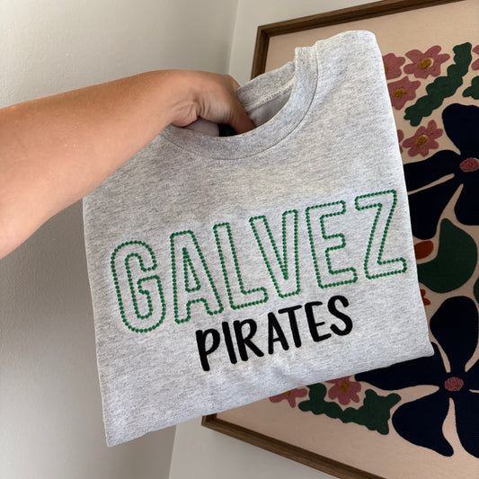 School Spirit Dot Embroidered Sweatshirt